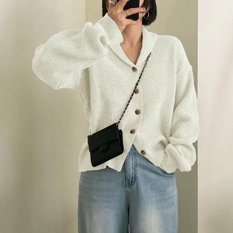 

Women's Oversized Knit Cardigan V-neck Button Down Long Sleeve Casual Loose Sweater Coat