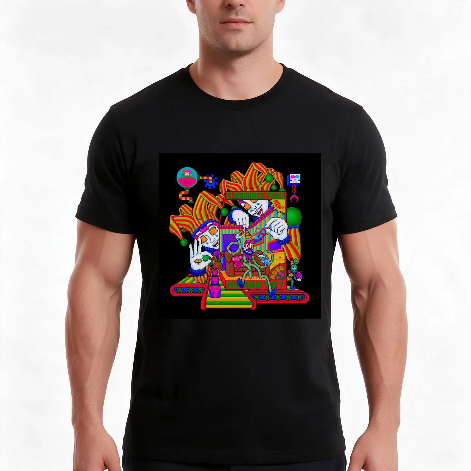 ?Toy Factory ? T-Shirt, Summer Casual Cotton Tee, Oversized Streetwear Tops, Vintage Graphic Print, Loose Fit Short Sleeve