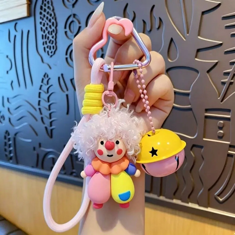 Trendy Funny Curly-haired Clown Keychain Creative PVC Bag Charm Pendant Cartoon Cute Curly-haired Key Ring Girls Gifts