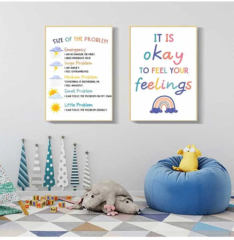Nursery Wall Art Canvas Painting Mental Health Psychotherapy Nordic Poster Print Pictures For Kids Room Counselor Office Decor