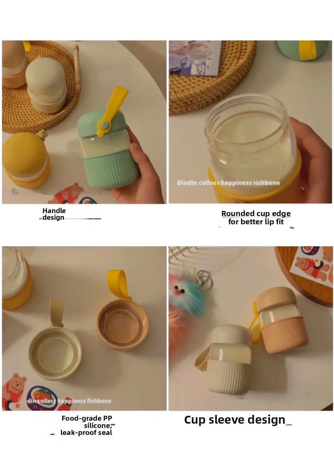 

Portable Glass Cup High Aesthetic Value Small Capaci Milk Water Cup for Women Japanese Sle Ins Sle round ape Gla...