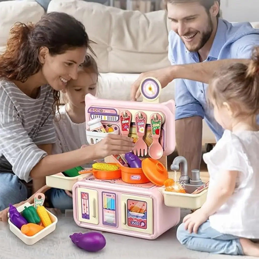 13/14 قطعة الكرتون الاطفال المطبخ Playset ضغط رذاذ الماء واللعب بالوعة مقلد التظاهر اللعب المطبخ مجموعة معلقة هوك #1