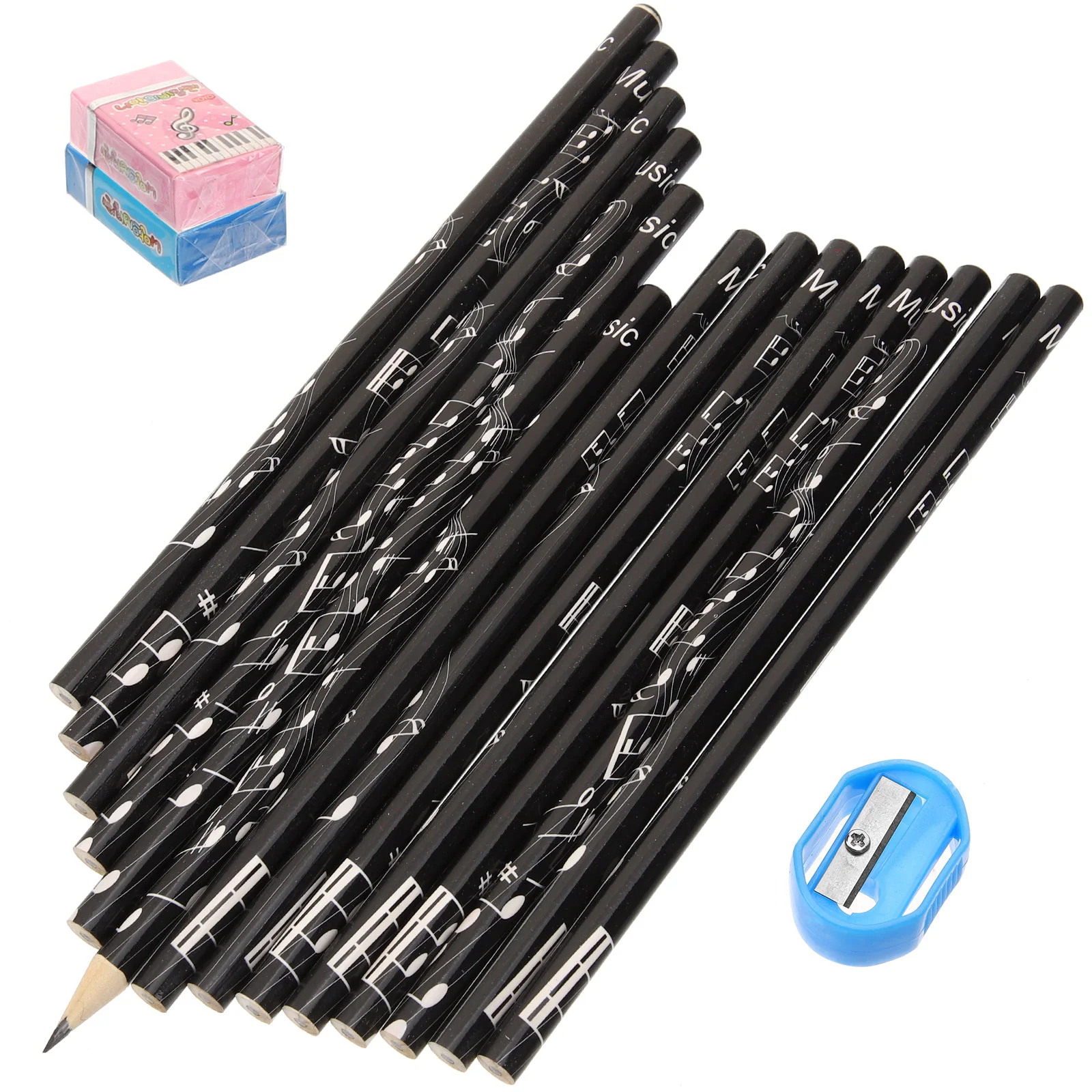 36 Pcs Musical Note Pencil Black Pencils Bulk Lovely Christmas for Kids Office Stationary Wood Eraser Stuff School Student Use