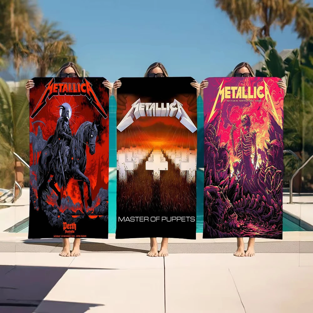 1pc Metallica Master of Puppets Beach Towel Microfiber Quick Dry Sand Free Oversized  Gym Sports Towel For Swimming Pool Outdoor