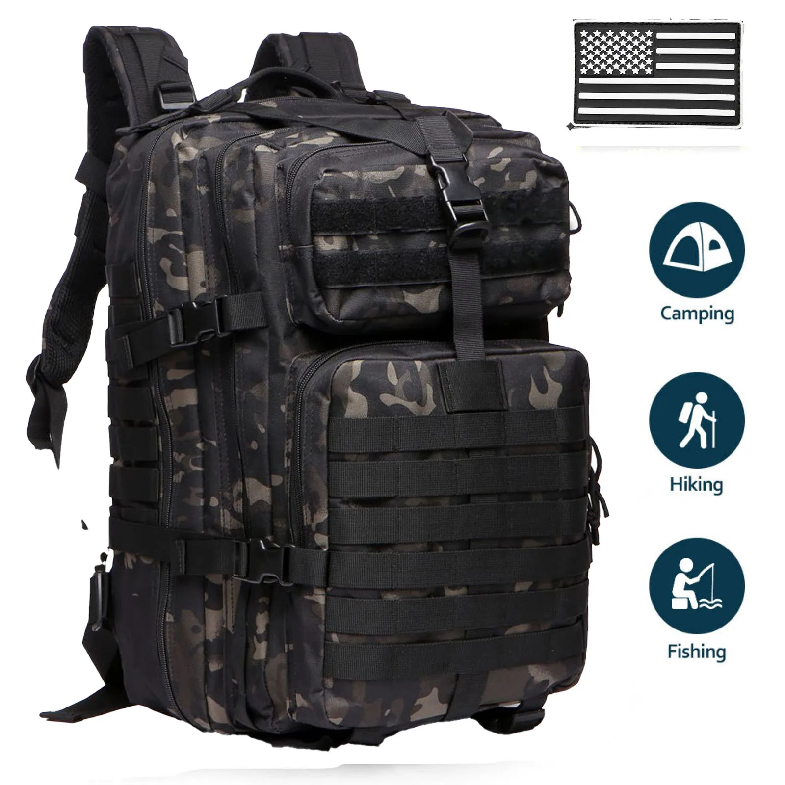 Langlebiger Nylon 50L Wasserdichter Taktischer Outdoor-Rucksack für Wandern, Trekking, Angeln, Jagen, Camping und Reisen – Detail 14