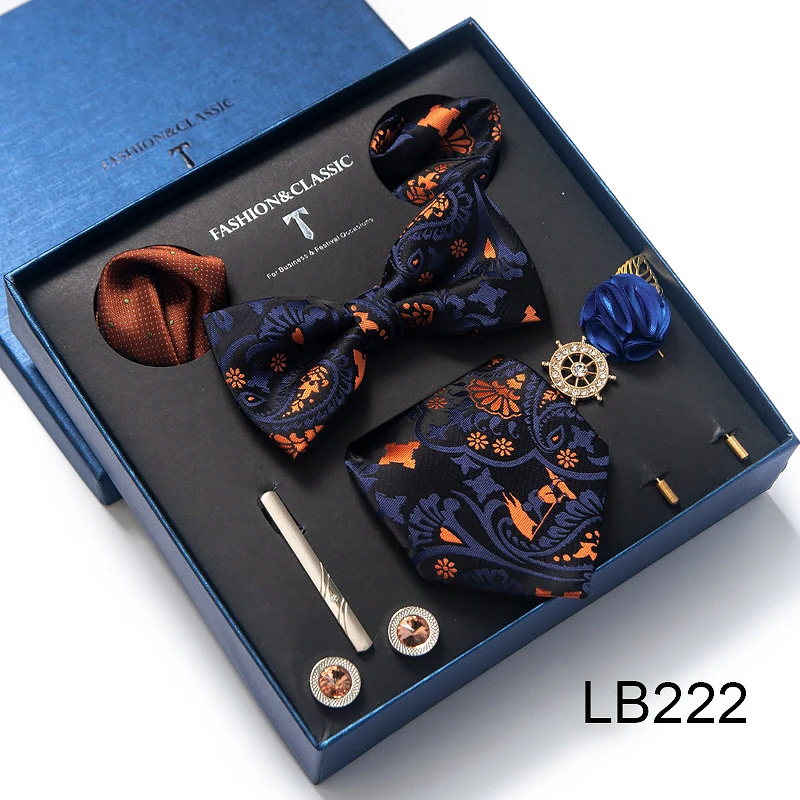 Hochwertiges Krawatten-Set, luxuriöse Geschenkbox, Seidenkrawatten-Set, 8 cm, festliches Geschenk, Krawatte, Einstecktücher, blaues Weihnachtsgeschenk – Detail 23