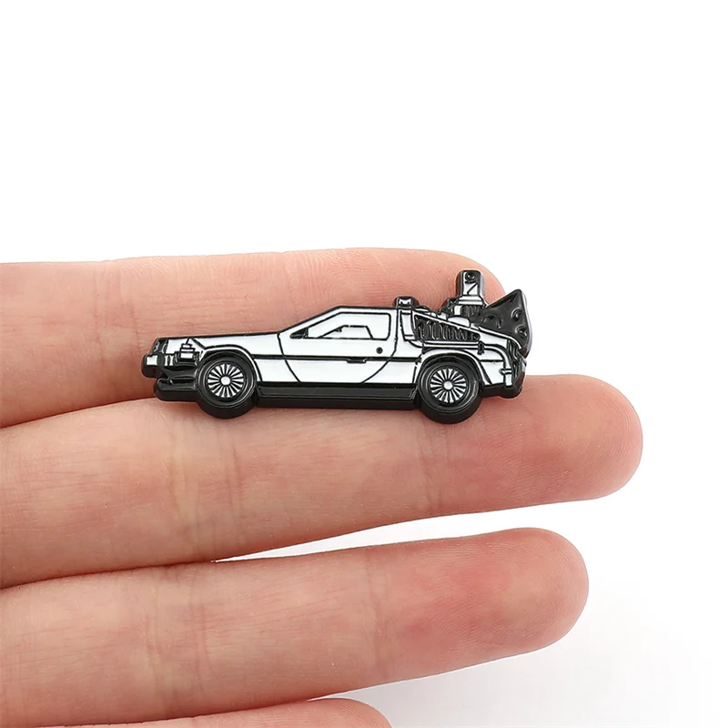 Back To The Future Hard Enamel Pins Delorean Sport Car Time Machine Brooch Metal Backpack Badges Movie Lapel Jewelry Accessories