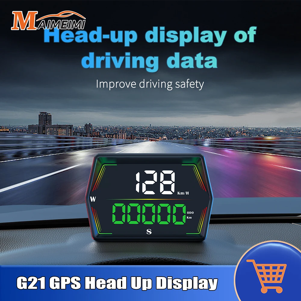 G21 gps head up display carro led velocímetro digital kmh mph bússola tempo com alarme de excesso de velocidade para todos os carros acessórios automóveis