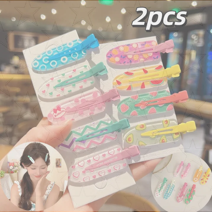 إكسسوار للشعر، دبابيس شعر صيفية من الأكريليك بلون الحلوى، مشبك جانبي بدون تجعد للفتيات، مشبكين بانج لكل عبوة