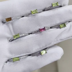 1pc100% natural peridot gemstone ring adjustable copper-plated silver ring for women, for parties and gifts