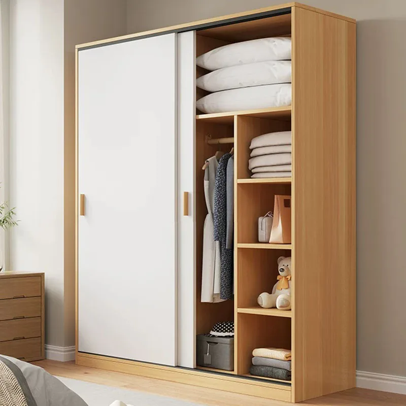 Partitions Storage Closet Modern Fabric Wooden Storage Organizer Bedroom Clothes Wardrobe Cabinet Guarda Roupa Home Furniture