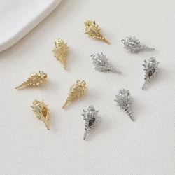 6PCS Color Retention 14K Gold Plated Exquisite Conch Brass Pendant Jewelry DIY Making Supplies Material Accessories