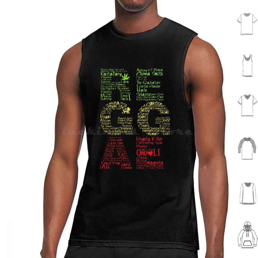 Reggae Calligraphie Art Rastafari For Rasta Lover Repeat Tank Tops Vest Sleeveless Dreads Rastafari Rastafarian Reggae Lion