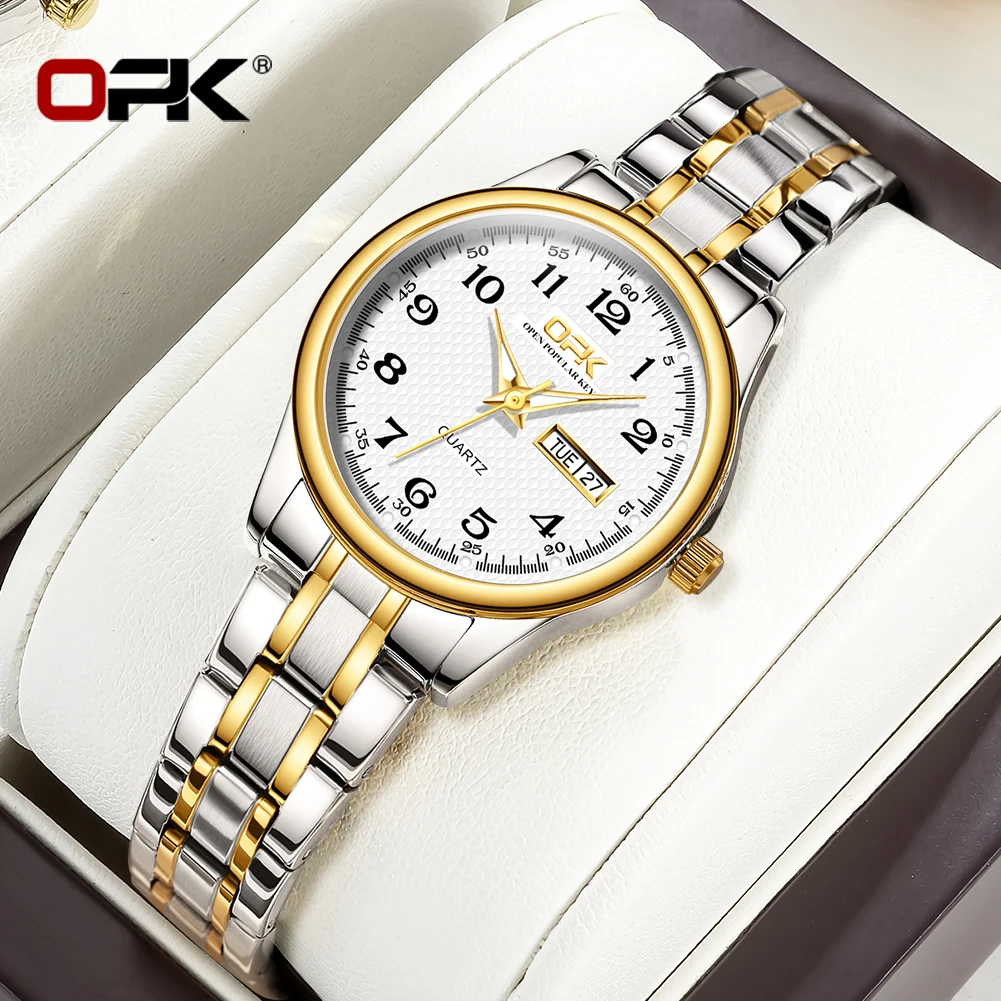 OPK8110 Women's Watch Elegance Slender Dial Quartz Watch Week Calendar HD Luminous Function Waterproof Digital Scale Watch