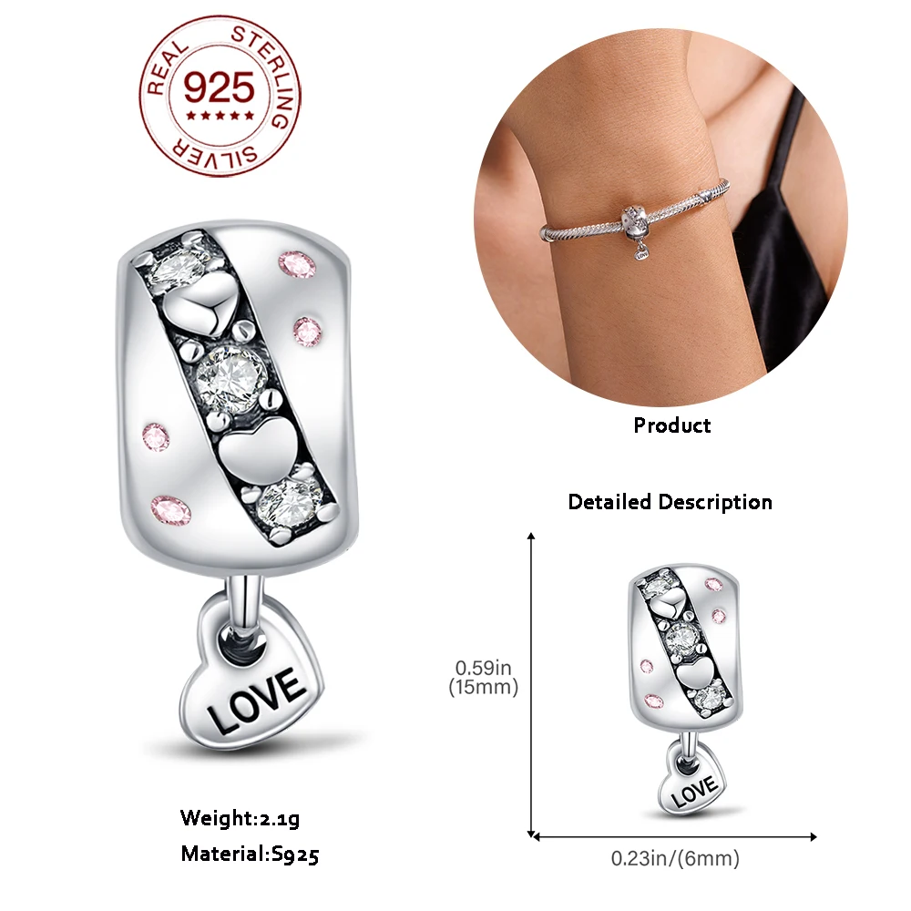 

2025 925 Sterling Silver Pendant Charm Love Tag Original Bead Infinite Fit Bracelet Women's DIY Jewelry Love Hot Gift