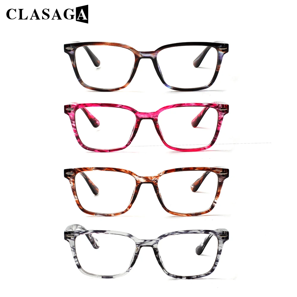 

CLASAGA Vintage Rectangular Frame Reading Glasses Women Demi Spring Hinge Glasses For Reader Men Women