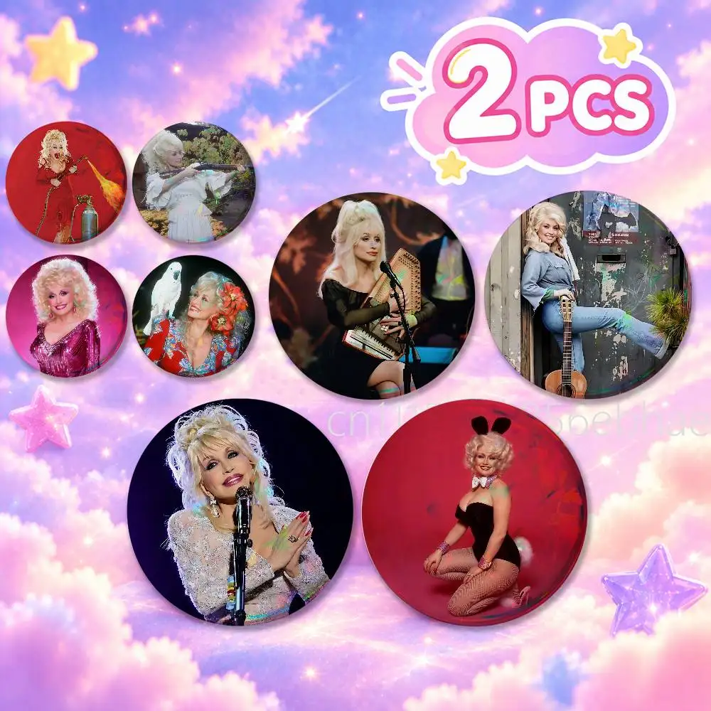 I Will Always Love You Dolly Parton 2Pcs Round Badge Set Button Brooch Pin, Anime Game Fans Collectible Decor & Birthday Gift