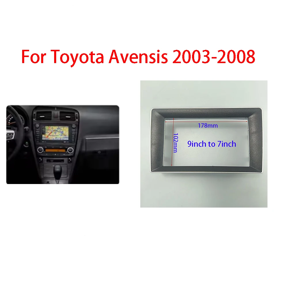 For TOYOTA AVENSIS 2002-2008 7/9inch Car Radio Frame Bezel Panel 2 Din Fitting Installation Frame Cable Dashboard Mount Kit
