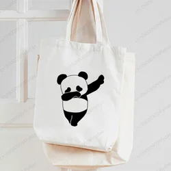 Borsa a tracolla in tela stampata Panda del fumetto grafico femminile Harajuku divertente borsa Shopper ecologica di grande capacità