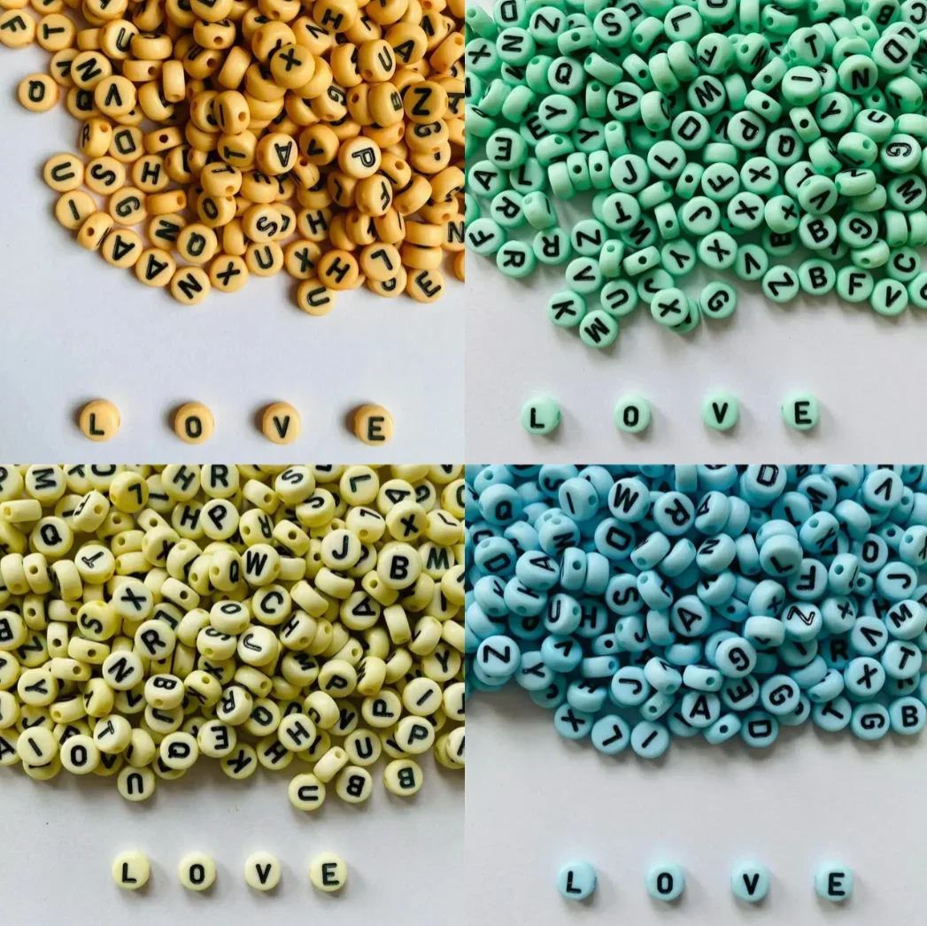 100-500PCS Solid Color Letter Beads Acrylic Round Alphabet Bead With Holes For Jewelry Making Handmade DIY Bracelet Necklace