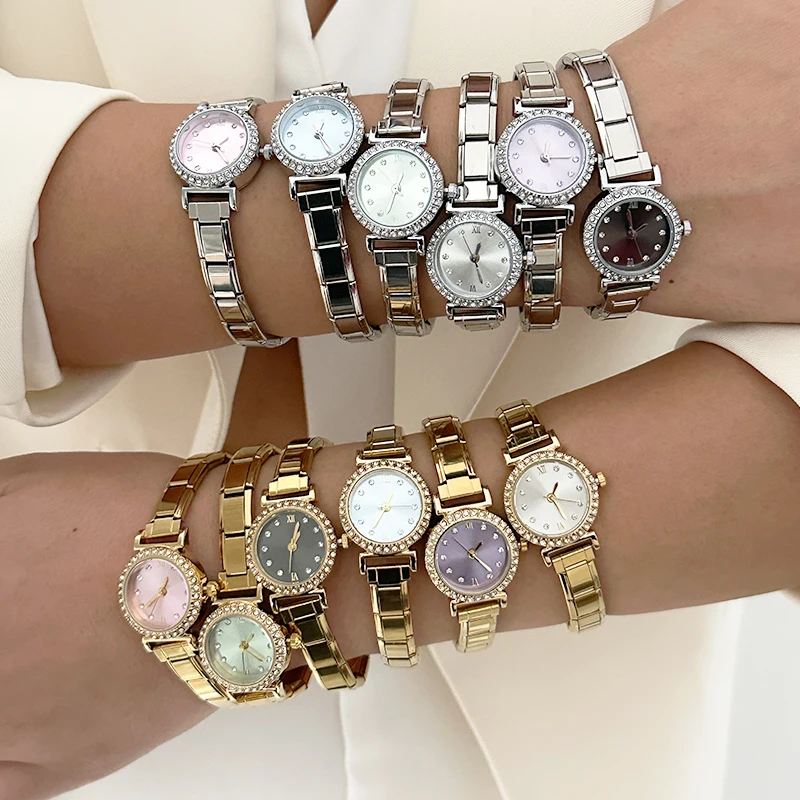 Wholesale Fashion Stainless Steel Round Simple Zircon High Quality Watch Bracelet Bangle For Friend Wife Birthday Gift Jewelry