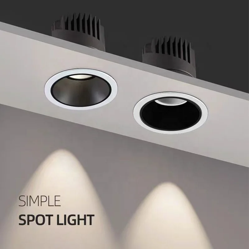 Adjustable 9W Indoor Round Ceiling Lamp Anti Glare Recessed Light Led Cob Down Light 3cct Ceiling Lights Downlight
