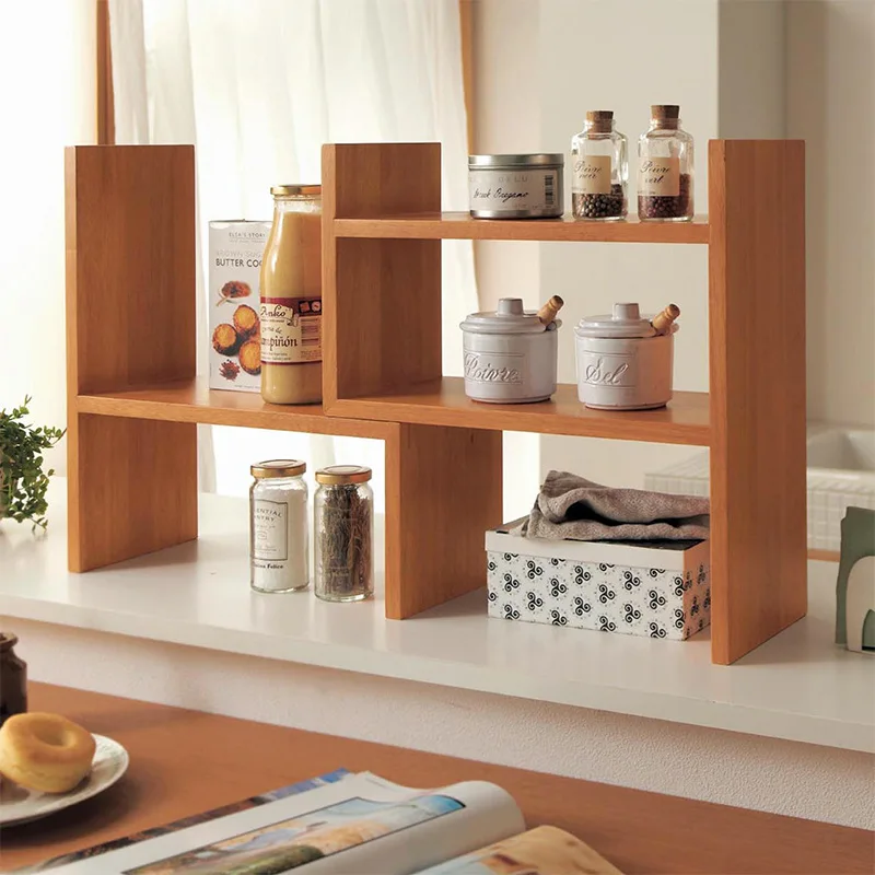 bookshelf table solid wood creative simple kitchen dining table seasoning cabinet desktop finishing storage rack