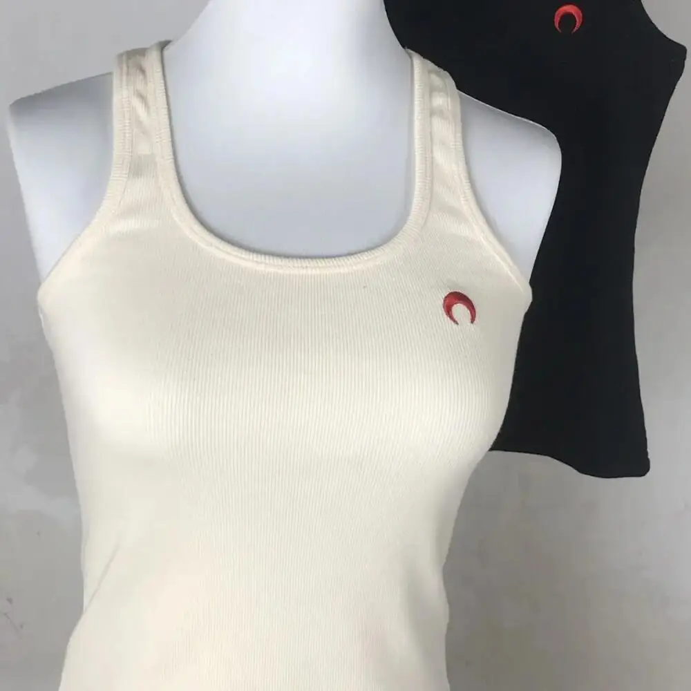 

Elastic Vest Women Moon Embroidered Cross Shaped Top Korean Style Summer Casual Sexy Slim Fit Outerwear Camisole