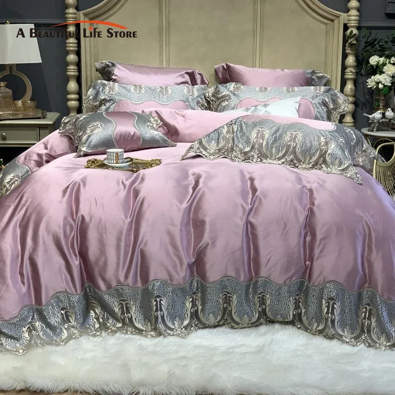 

Luxury Lace Embroidery Bedding Set, 1000TC Egyptian Cotton, Princess Wedding Bedding Set, Duvet Cover, Bed Sheet, Pillowcases