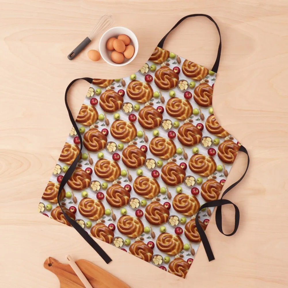 Round Challah, Apples, and Honey Apron man chef uniform custom women's kitchen Cute Kitchen Barista Apron