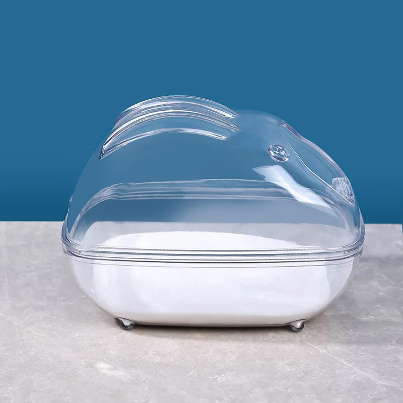 

Dual Use Hamster Bathing House Toilet Sand Tray Splash Proof Bath Box Easy Clean Pet Supplies for Hamster Small Pets Indoor Use