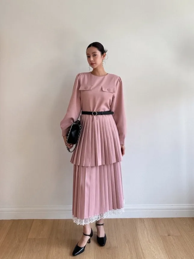 تنورة كورية Sle حلوة كلاسيكية مستديرة Ne Tiers تنورة Dr للسيدات ذات ملمس راقي طويل تنورة كعكة Dr Ci مناسبة للتنقل #5