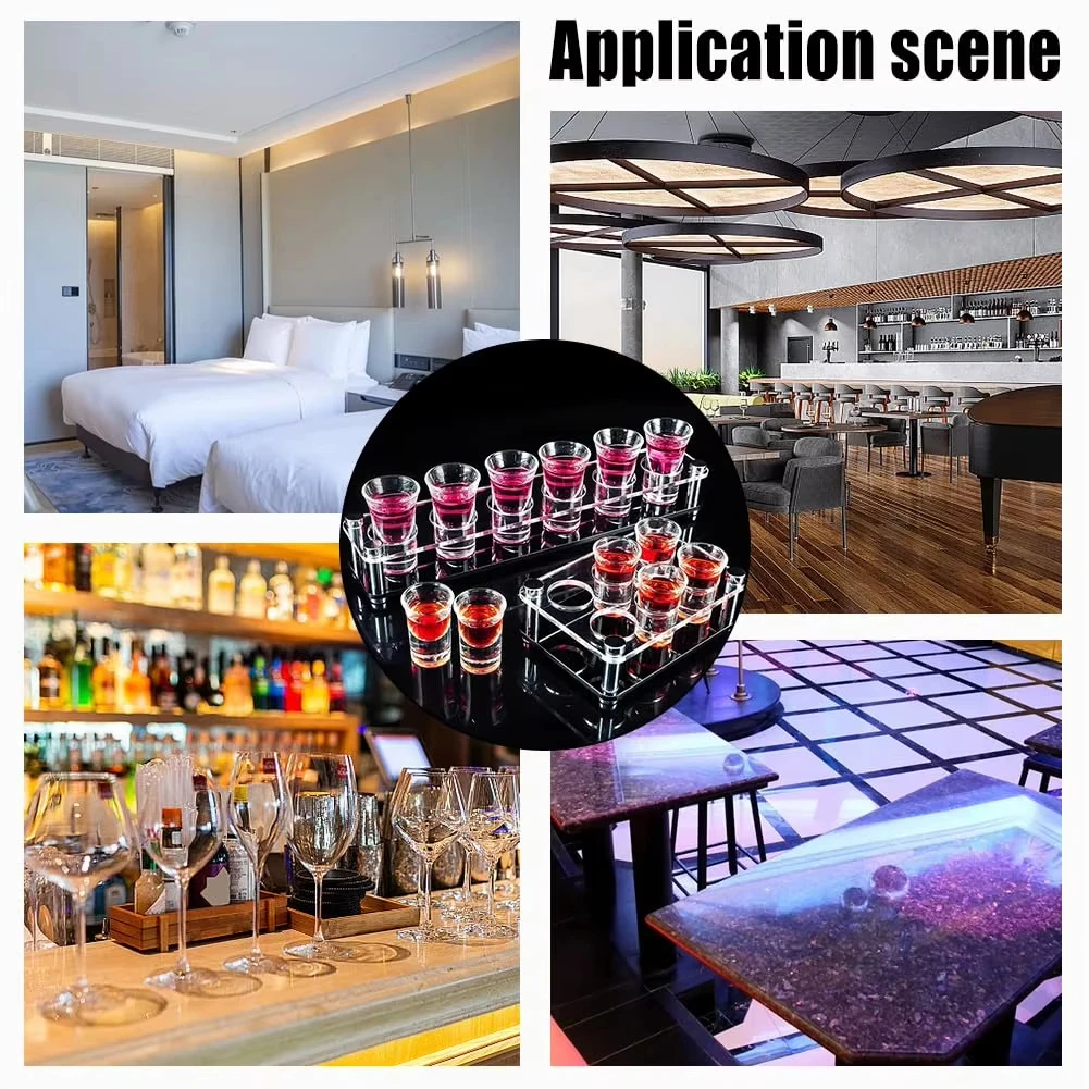 Acrylic Shot Glass Shelf, 6/12/24 Holes Wine Glass Cup Holder for 3.5/3.8cm, Party and Bar Tray Cups  Shot Glass Storage Rack