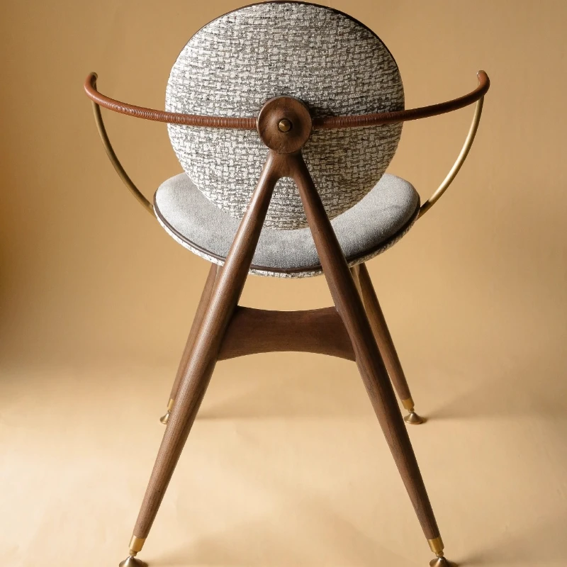 

Aesthetic Dining Chair Compass Chair Solid Wood Leather Light Luxury Dining Room Living Room Study Chair Ergonomic Design