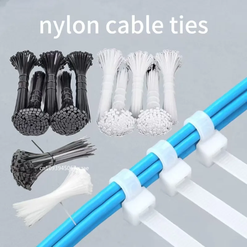 Self Locking Plastic Nylon Cable White/black 200mm Cable Fastening Ring 150mm Cable Tie 100mm Zip Wraps Strap Tie
