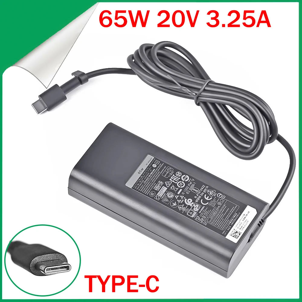 65W USB-C Type-C 20V 3.25A AC Power Adapter Laptop Charger For DELL XPS12 XPS13 9350 9250 9360 7370 HA65NM170 LA65NM170