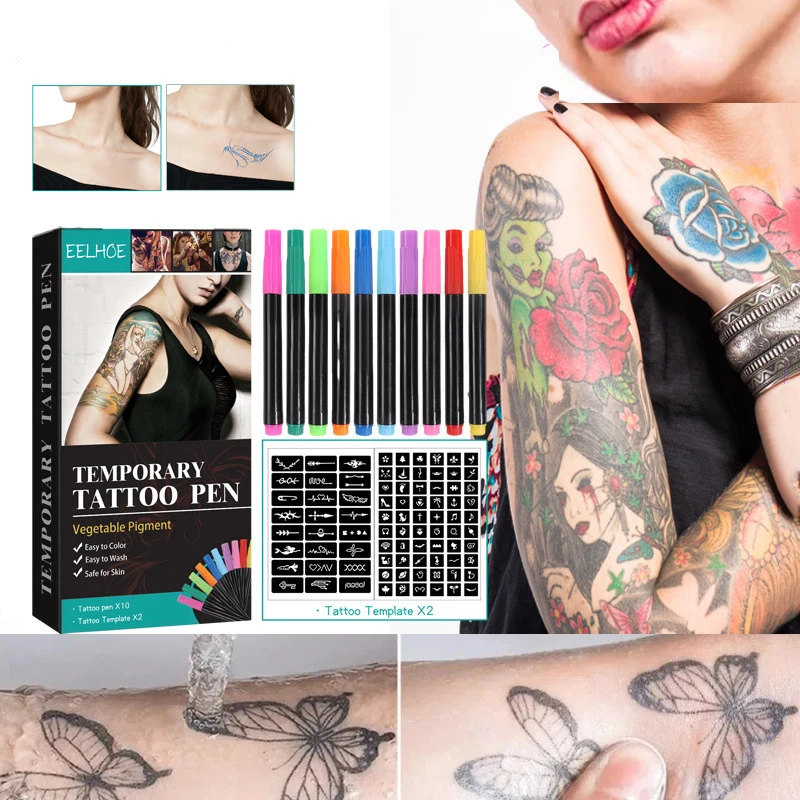 الوشم المؤقت الوجه الجسم اللوحة القلم الصباغ غير سامة مقاوم للماء طويلة الأمد حزب الفن مهرجان تأثيري ماكياج الهالوين