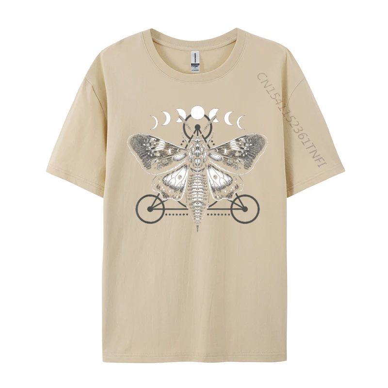 Moth Moon Cycles And Sacred Geometry Wiccan Nature Goth Design T-Shirts Casual Discount Combed Cotton Tops Tees Customized