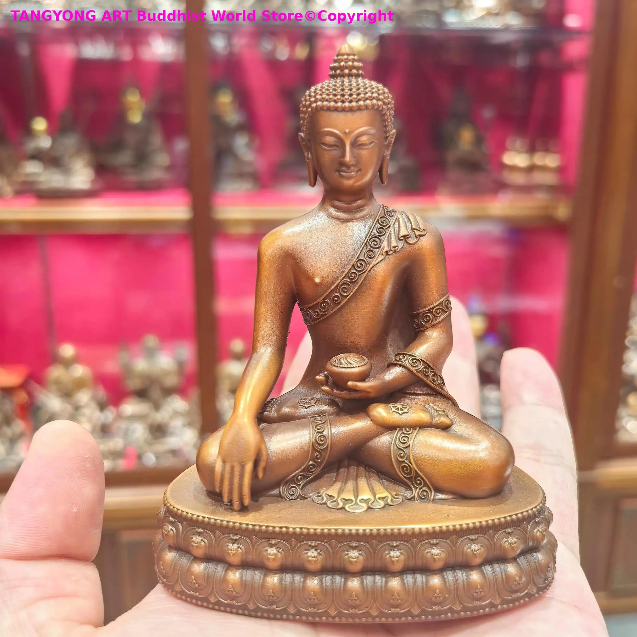 Exclusive Handmade TOP holy god image copper small the buddha statue wealth god Buddhist lama monk worship offering 10cm