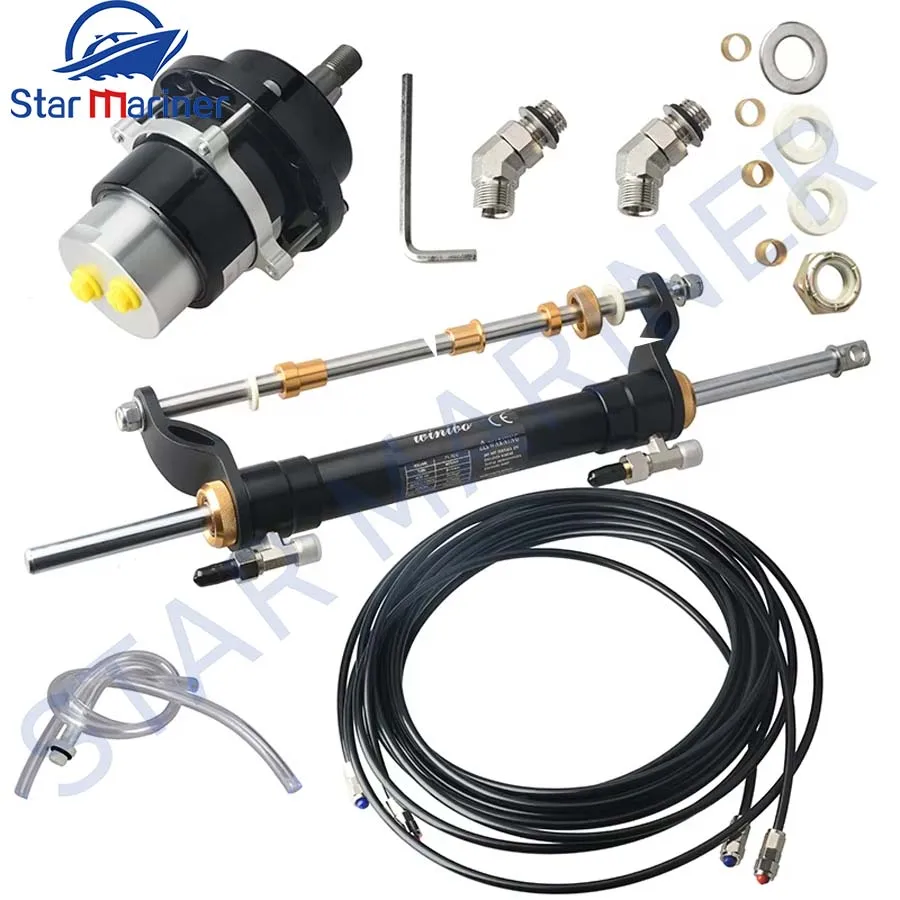 

For Boat Engine Till 90HP 20 Feet Hoses Outboard Hydraulic Steering Kit Marine Steering System With Cylinder Helm Pump
