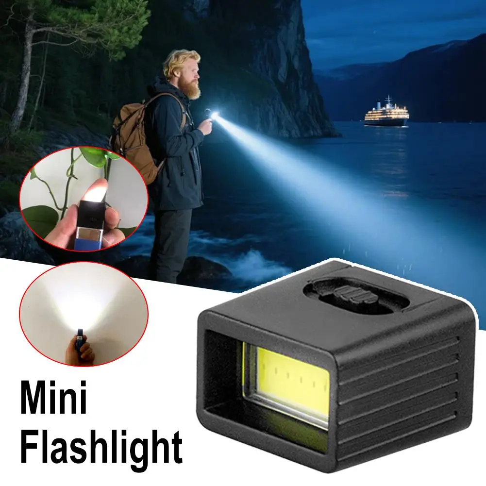 Mini 9V COB LED Flashlight, High Brightness Portable Work Light, Durable 6F22 Battery Lamp for Camping Emergency