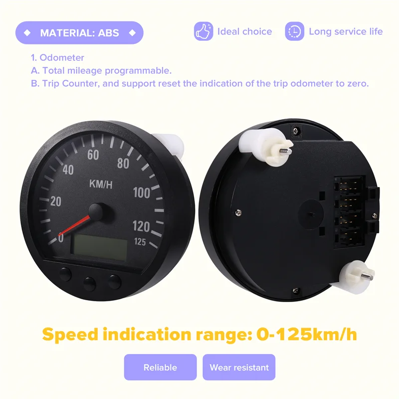 عداد السرعة الشاحنة العالمي بقطر 140 مم، عداد المسافات 0-125 كم/ساعة يتميز بإضاءة خلفية 9-36 فولت - أحدث إصدار #6