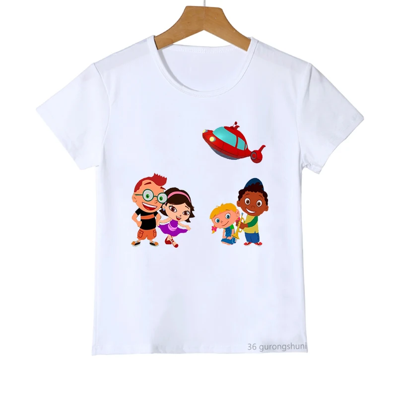 Funny Little Einsteins T-Shirt June Quincy T Shirt Anime Clothes Cartoon Print Kids Clothes Baby Boys Girls Shirt Summer Tops