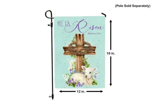 Easter Garden Flag HE IS RISEN Religious Cross Lamb 12 x 18  Bible Matthew 28:6 YYX EEZ