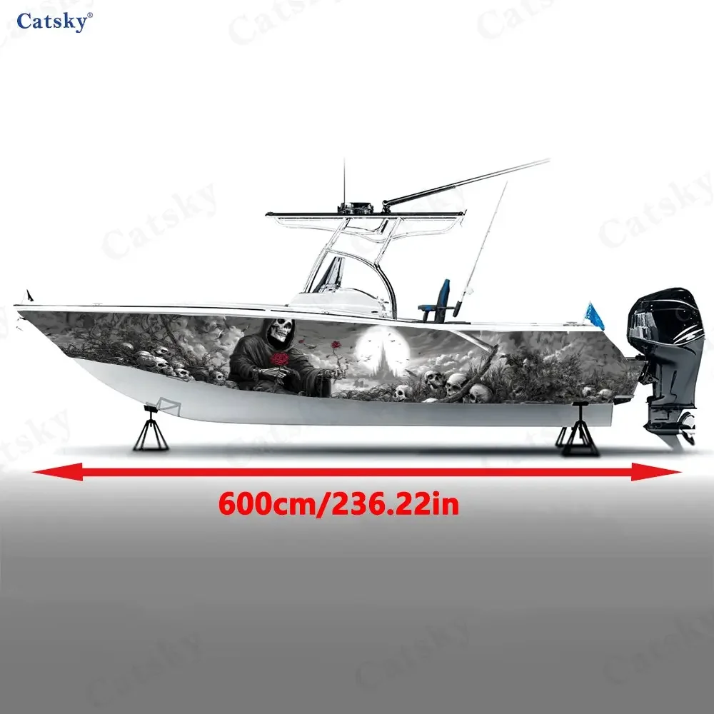 2Pcs Wasteland Nether Spirit Boat Sticker, PVC Waterproof Durable Vinyl Wrap Decals for Fishing Boat, Durable and Stylish Design