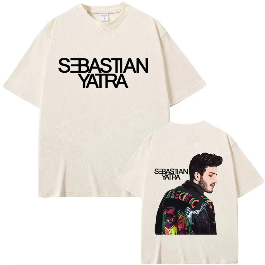 Herren Hip-Hop Gothic Streetwear Übergroßes lässiges Rundhals-Baumwoll-T-Shirt für Teenager-Sänger Sebastian Yatra Album Tour T-Shirt