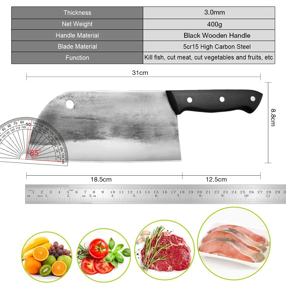 XITUO Hand-forged Old-Fashioned Chef Knives Full Tang Chopping Slicing Kitchen Knife High Carbon Steel Butcher Knife Meat Knife