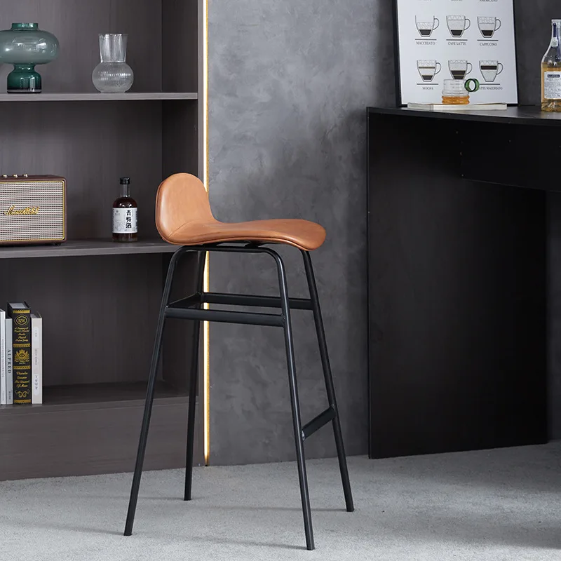

Reinforce Leather Bar Chair Black Leg Waterproof Kitchen Design Bar Chair Nordic Modern Reception Chaise Bar Household Products