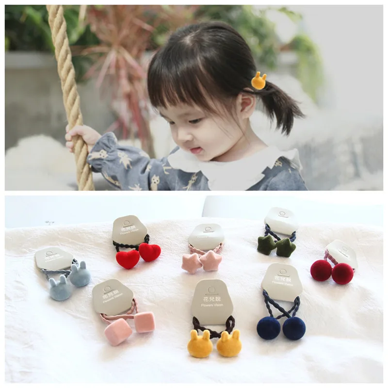 2pcs/Lot Cartoon Star Princess Headwear Baby Headdress Children Hair Ropes Girls Hair Accessories Kids Elastic Hair Bands