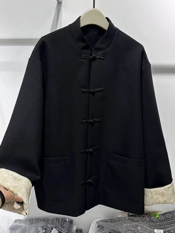 

Новый китайский мудж свободного кроя для пар с пуговицами, большой размер 300, осенняя одежда, повседневная мода для подростков